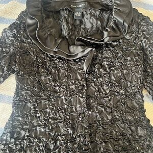 Cachet Black Ruffled Blouse